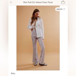 Free People Slim Pull-On Velvet Flare Pants
